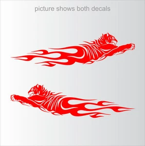 Adesivo decalcomania Tiger Tigers Leap Tribal Fire Setof2 13" - Foto 1 di 1