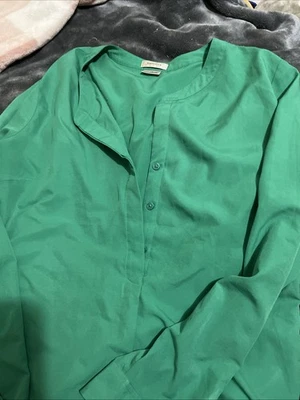 Van Heusen 女式上衣 L 码绿色长袖 — 第 1/4 张图片