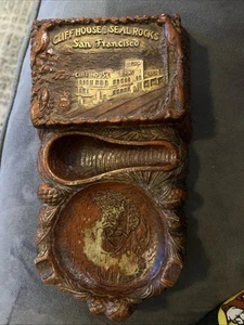 Vintage Holz Tabakhalter Pfeifenablage Cliff House San Francisco Tobacciana - Bild 1 von 3