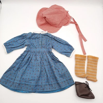 American Girl Doll Kirsten Blue Meet Dress Bonnett Socks Shoe Pleasant Company  - Image 1 of 4