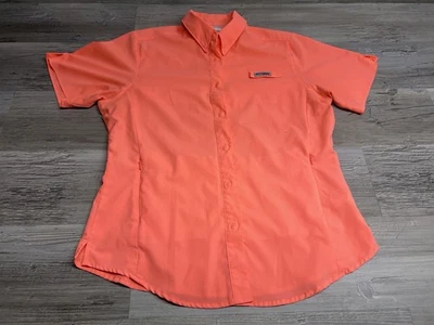 Рубашка с коротким рукавом женская Columbia PFG M оранжевая универсальная на пуговицах вентилируемая спереди - Изображение 1 из 4