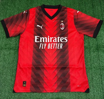 AC Milan FC Puma 2023 Red Home T-Shirt | Mens Adult Large Football Top Kit - Image 1 of 4