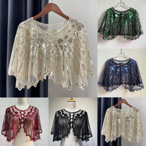 VETEMENTS Abbigliamento donna abito corto da sera festa perline paillettes 45 cm sera festa mantello