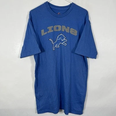 Detroit Lions Majestic T Shirt Mens Size Large Blue Gray Embroidered Y2K VTG SS - Image 1 of 4