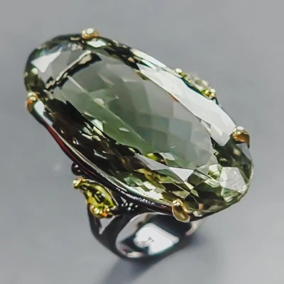 33 ct jewelry Natural Green Amethyst Ring 925 Sterling Silver Size 8 /R438340 - Image 1 of 4