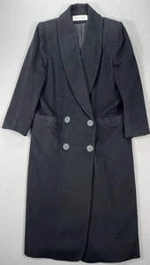 Vintage Christian Dior Coat Black Cashmere Loro Piana Long Made USA Womens 4 - Picture 1 of 8
