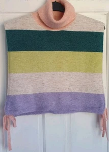 WHITE STUFF Womens Wool Blend Tabard Size M Multicolour Stripe Roll Neck L18" - Picture 1 of 9