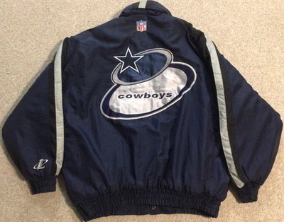 Vintage Rare 1990s XL Logo Athletic Dallas Cowboys Hooded Puffer Jacket Pockets - Image 1 of 4