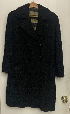 Black Vintage Beautiful Persian  Lamb Fur  Coat - Image 1 of 4