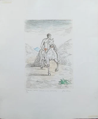 Giorgio De Chirico - Acquaforte e bulino colorata a mano, numerata e firmata - Immagine 1 di 4