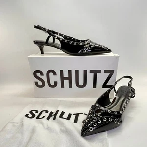 Escarpins Schutz Ruth cuir verni à bride taille 8B bout pointu détail œillet - Photo 1/19