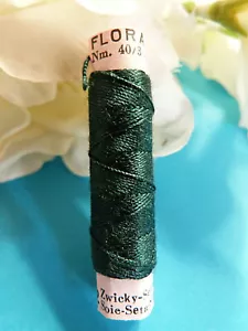 1044B / Superb Coil Drawstring Clear Silk Natural " Flora " Green Zwicky N°982 - Picture 1 of 2