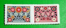 US 5660-61 LOVE 2022 FOREVER STAMPS (PANE SINGLES ATTACHED) "BLUE & PINK") MNH