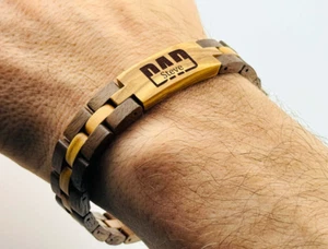 Juego de regalo de pulsera y llavero personalizado para papá - Joyería grabada para papá - Imagen 1 de 11