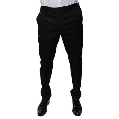 DOLCE & GABBANA Pantalones Negro Algodón Cónico Formal Vestido Hombres IT50/W36/L 970usd Foto 1 de 4