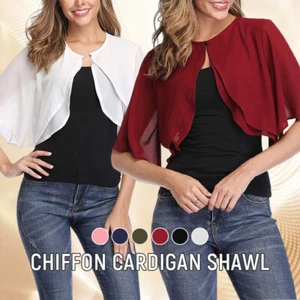 UK Women Sheer Chiffon Bolero Shrug Summer Jacket Cardigan Open Front Coat Tops - Picture 1 of 22