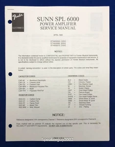 Original Fender Service Manual / Sunn SPL 6000 - Picture 1 of 1