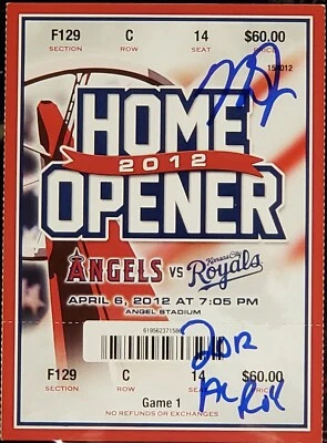 Mike Trout 2012 AL ROY signed Angels 2012 Home Opener ticket PSA Encapsulated #2 - Image 1 of 4