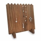 Brown Stained Wooden Necklace Chain Jewelry Display Stand 9 3/8"W x 5 1/2"D x 10