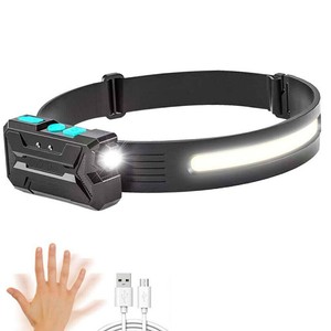 COB LED Headlamp Motion Sensor Head Torch Light USB Rechargeable Headlight