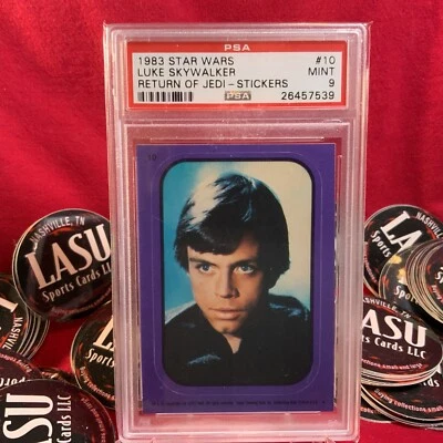 Luke Skywalker 1983 Star Wars Return of Jedi Purple Sticker Card #10 PSA 9 MINT - Image 1 of 2