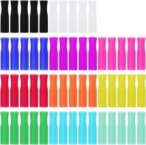 55 pcs Straw Tips Reusable Silicone Straws Tips for Metal Straws Several Colors - Picture 1 of 3