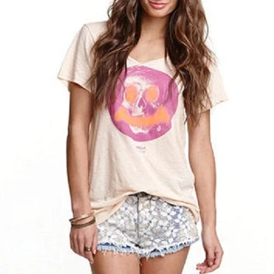 VOLCOM SURF JUNIOR WOMEN SAY QUESO BOYFRIEND CREW NECK TEE SHIRT S SMALL XX102 - Image 1 of 4