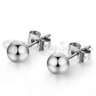 5Mm Silver Women Men Stainless Steel Round Ball Ear Piercing Stud Earrings