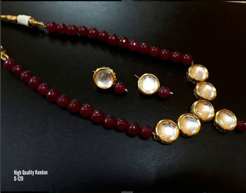 VETEMENTS Kundan Etnico Marrone Perline Donna Collana Pendente Orecchini Set Gioielli Indiani