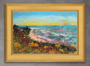 Original Landscape Painting Impressionist Sea Coastal Beach Collectible art