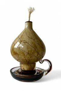 Vintage JOZEFINA KROSNO beige glass jellyfish oil lamp handle 2000's POLAND - Picture 1 of 10