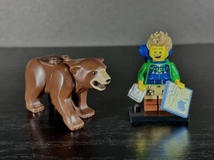 LEGO Minifigure Series 16 Hiker Minifigure W/ LEGO Brown Bear - Picture 1 of 1
