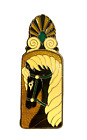 Vase cheval souvenir grec années 1950 émail laiton clip papier motif floral 4,5"