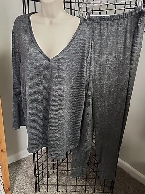 Jockey  Womens Pajama Set Gray Ribbed So Soft Size XXL - Image 1 of 4