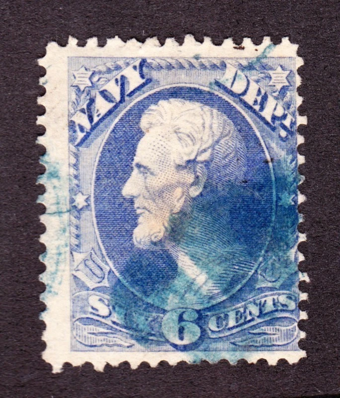 US O38 6c Navy Department Used w/ Blue Cork Fancy Cancel - Image 1 of 1