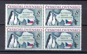 Czechoslovakia 1991 Sc# 2827 set Penguins Antarctic 30th Annivers. block 4 MNH