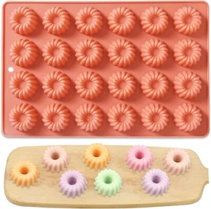 Mini Bundt Cake Silicone Pan, 24-Cavity Nonstick Fluted Tube Brown(QY001) - Picture 1 of 9