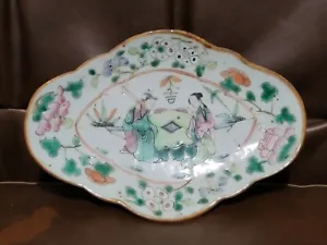Antique 1900's Chinese Famille Rose Footed Porcelain Bowl Plate - Picture 1 of 8