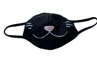 Halloween Costume Kitty Cat Pink Heart Shape Nose  Whisker Face Mask Washable - Image 1 of 4