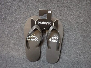 NEW Hurley Mens Black Logo Flip-Flop Pool Beach Sandals Mens Size 10 (HU4) - Picture 1 of 5