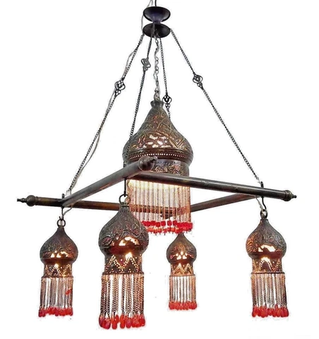 BR216 Antique Reproduction Beaded Down Light Mosaic Ceiling Fixture/Chandelier Cover