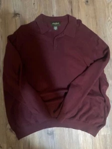 Eddie Bauer Herren Burgunderrot Gr. XXL Langarm Polo Pullover Baumwolle Kaschmir - Bild 1 von 3