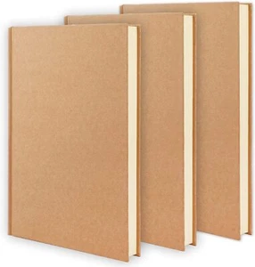 EOOUT 3pcs Blank Notebook, Hardcover Sketchbook Unlined 120 brown - Picture 1 of 3