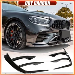DRY CARBON Front Bumper Splitter Canards Fins For Benz W213 Sport E350 E450 20UP - Picture 1 of 14