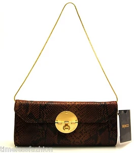 MIMCO OFFBEAT LEATHER CLUTCH IN COGNAC BNWT RRP$279 EVEN BAG - Picture 1 of 9