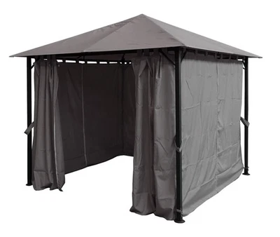 QUICK STAR Metall Garten Pavillon Nizza 3x3m Antik Grau mit 4 Seitenteilen - Bild 1 von 4