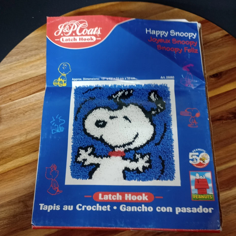 Happy Snoopy Latch Hook Kit From J&p Coats Rug 13x13 Peanuts Started