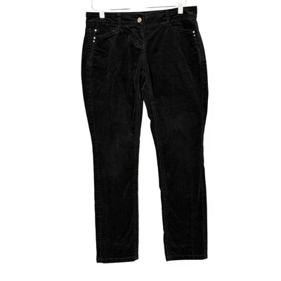 Calça WHBM Feminina 2S Curta Preta Noir Perna Fina Veludo Cintura Baixa Algodão Elástico - Imagem 1 de 4