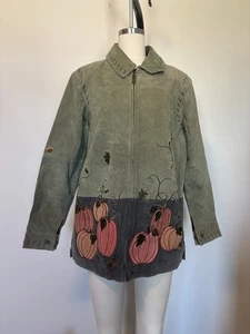 Vintage Leather Autumn Fall Zip Up Jacket The Quaker Factory Women's Size Small - Picture 1 of 8