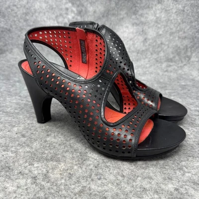 Sandalias de tacón Tsubo para mujer talla 8,5 perforadas de cuero negro gótico grunge Foto 1 de 4